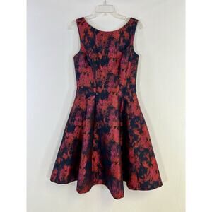 Vera Wang Women’s Jacquard Open Back Fit Flare Dress Dark Romantic Gothic Sz 6